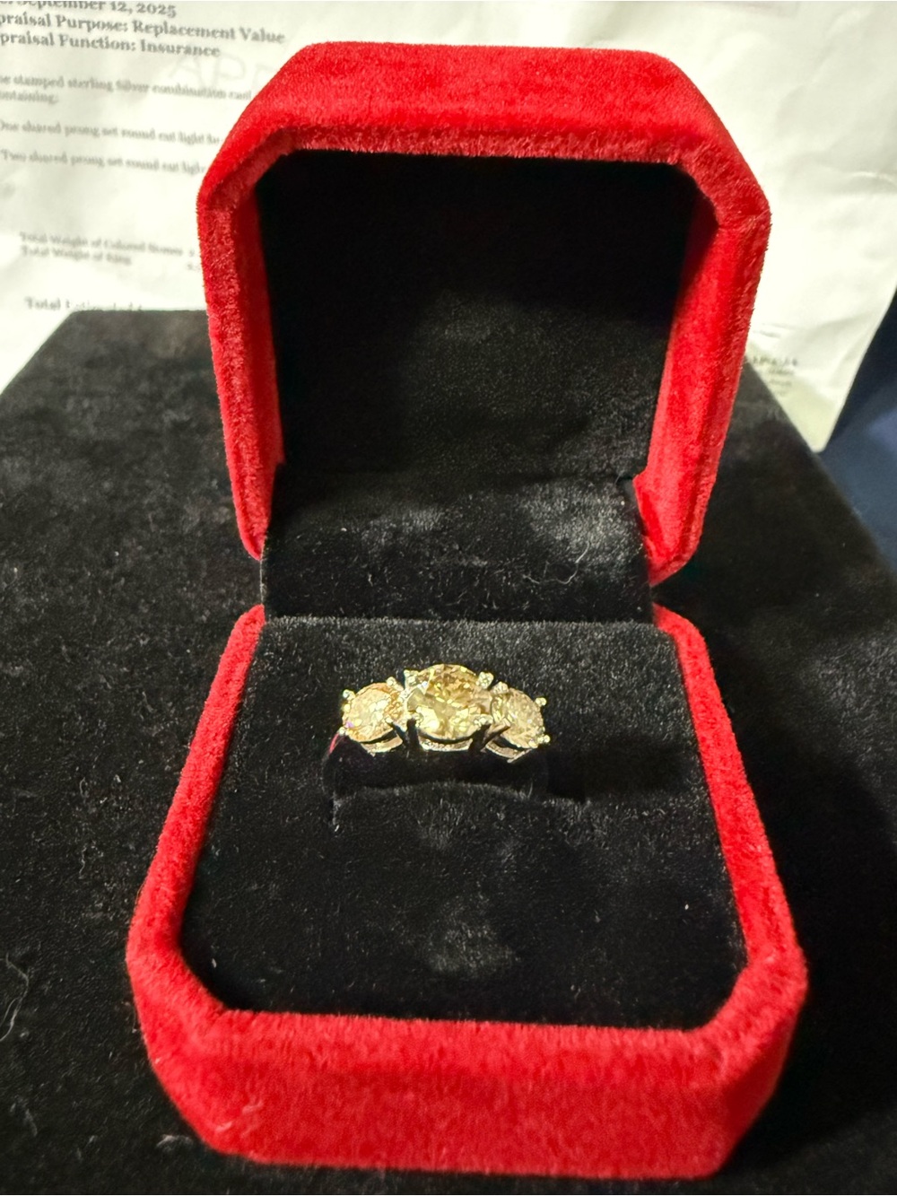 New Sterling Silver Light Brown Colored Moissanite Ring size 6